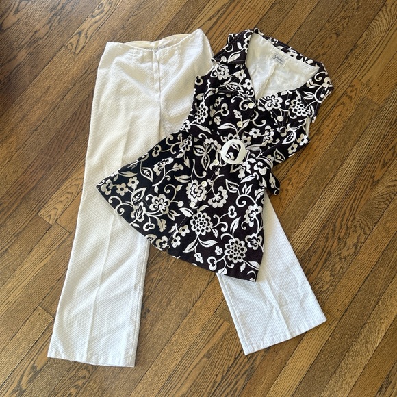 American Vintage Pants - American Vintage Black and White Floral Jumpsuit
